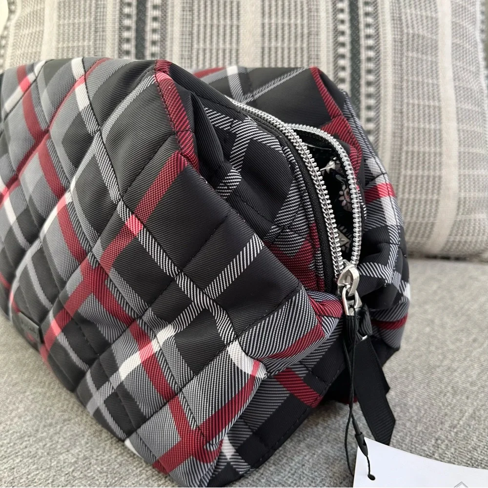 Vera Bradley NWT Large Cosmetic Bag Paris Plaid Holiday Gift Travel Easy Care